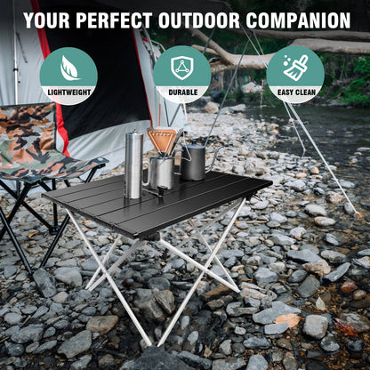 BRIEFNESS Portable Folding Table for Outdoor Picnic Camping Compact Lightweight Aluminum Alloy Garden Patio Table with Carry Bag