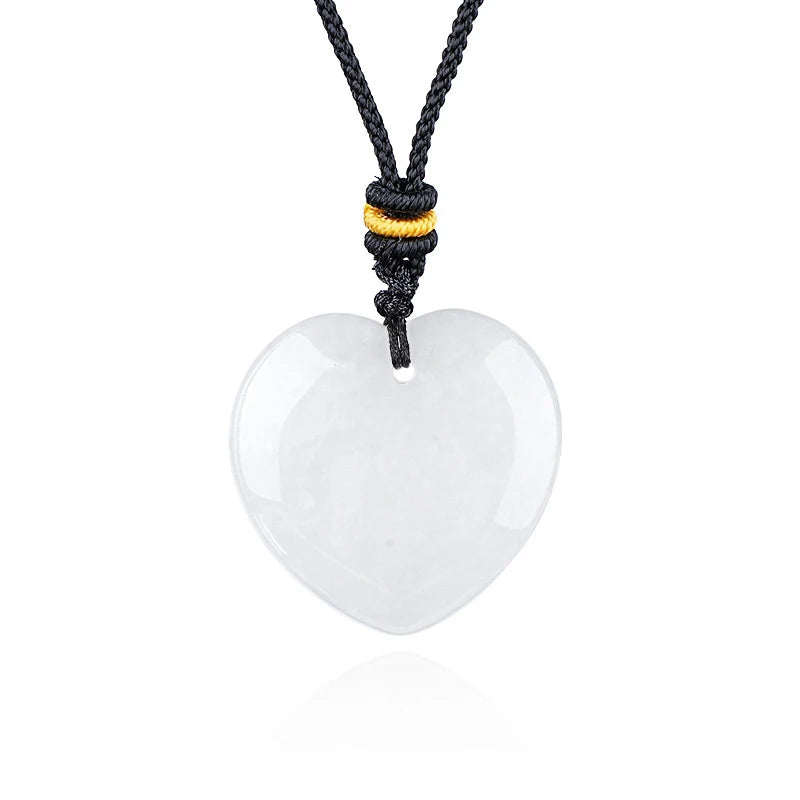 1pc 30mm Natural Stone Pendant Necklace Heart Amethyst Rose Quartz Pendant Necklace for Women Men Jewelry Party Gift