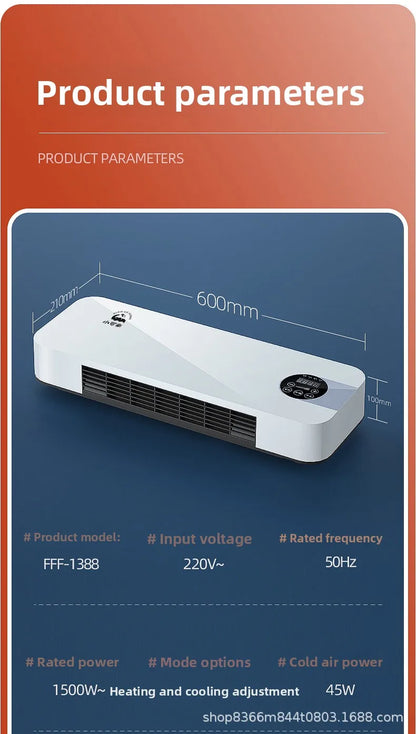 Dual-purpose Mobile Small Air Conditioner, Wall-mounted Heater, Household Bathroom Electric Heater 1500W 2 Gears Air Conditioner