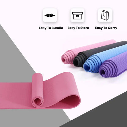Good Nite Yoga Mat Gymnastics Pilates Exercise Mat for Women Non-Slip Thick 6mm with Carry Strap Tpe 183 x 61 x 1cm