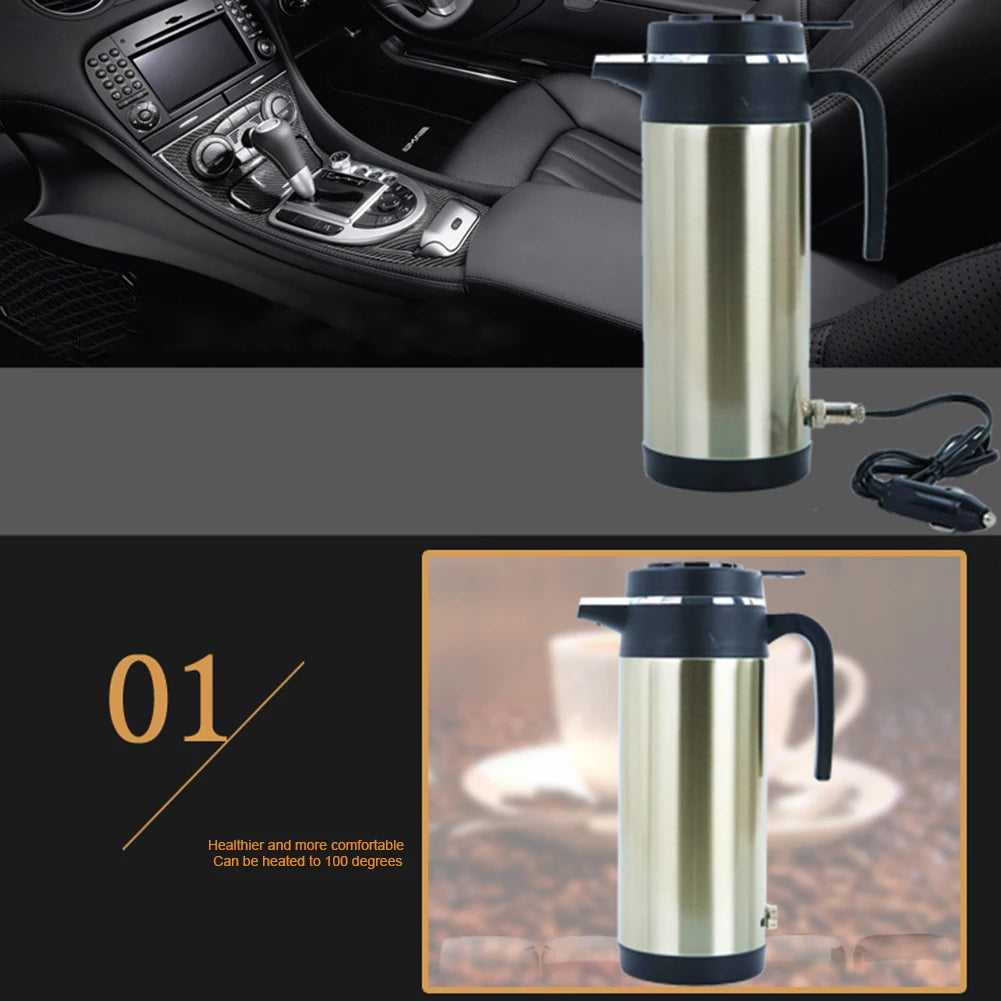 1200 ML Car Truck Water Heater Car Hot Kettle Leak-Proof Design 12/24 V Tea Coffee Kettle 120/240 W Fast Boiling for Travel Home