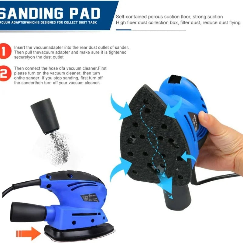 130W  Detail Sander Handheld Electric Sander Palm Sander Mouse Sander Small Sanding Machine for Wood Wall Sanding Polishing