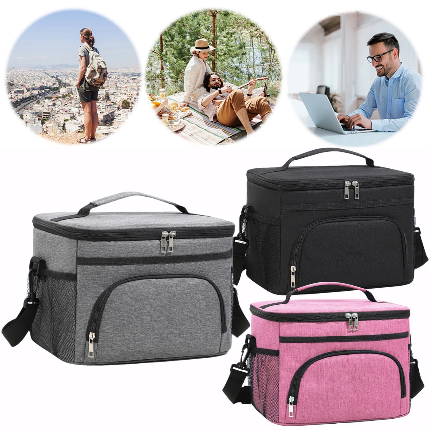 Thermal Insulated Lunch Bag with Adjustable Strap Food Storage Lunch Box Insulated Lunch Box Bag for Women Men Office Work