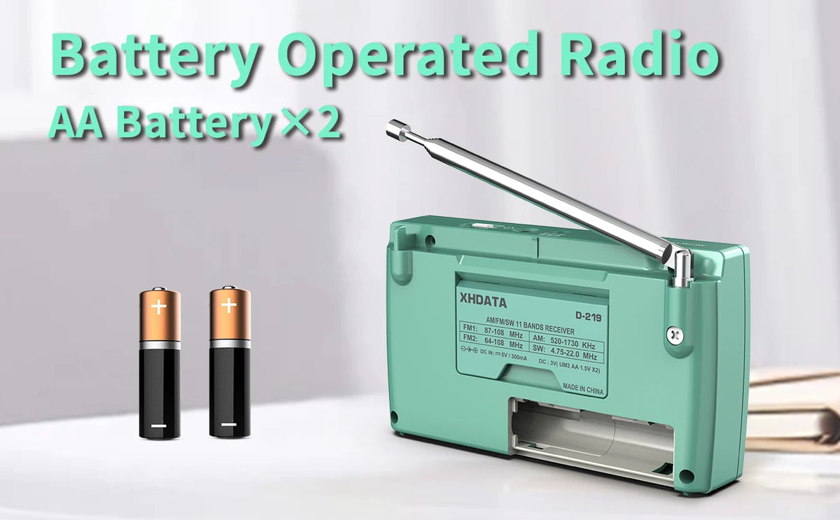 XHDATA D219 Portable Radio AM FM MW Shortwave Receiver Pocket Radio High Sensitivity Multi Band Radio with Speaker Earphone Jack