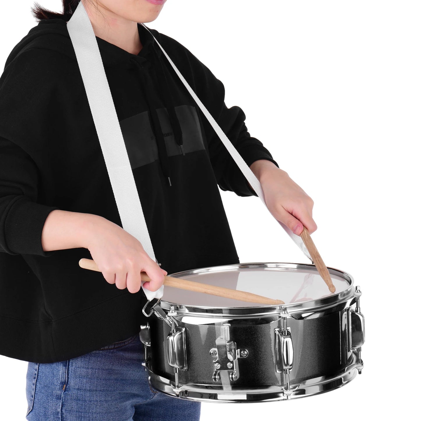 12 Inch Snare Drum Portable Snare Drum Set with Drumsticks Shoulder Strap Percussion Instrument Suitable for Students Beginners