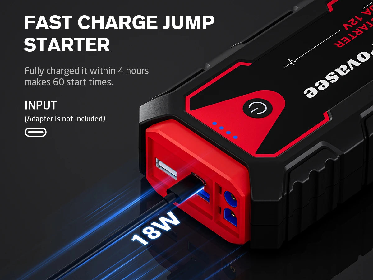 Povasee Jump Starter Power Pack 3000A Car Battery Booster Jump Starter Car Jump Starter Power Bank Jump Pack with Jump Leads