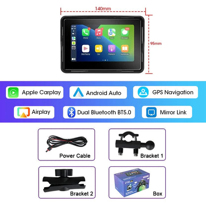 5/7 inch Carplay Motorcycle DVR Navigation GPS Wireless CarPlay Android Auto Airplay Display Screen Portable Moto Monitor IPX7