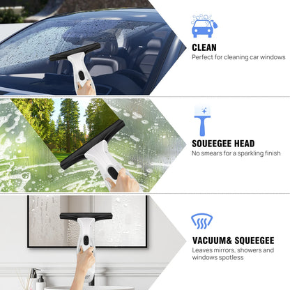 Cordless Window Vac with 2000pa, Efficiently Streak-Free Cleaning, Running Time: 50-60 Min, 3.8V Electric Window Vacuum Cleaner