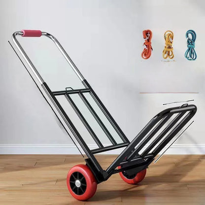 Foldable Stainl Steel Hand-Pulled op Cart for Lage Transport Double Trailer Small Goods Trolley Pu Cart Water