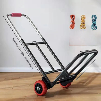 Foldable Stainl Steel Hand-Pulled op Cart for Lage Transport Double Trailer Small Goods Trolley Pu Cart Water