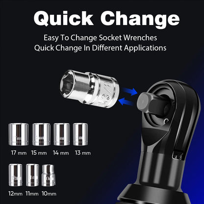 Cordless Ratchet Wrench Set,3/8"300 RPM 12V Power Electric Ratchet Driver with 7 Sockets,Two 1500mAh Li-Ion Batteries