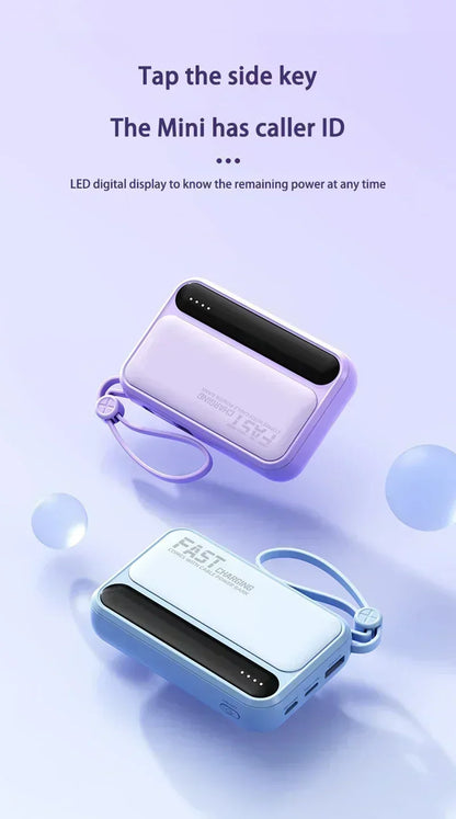 Lenovo 500000mAh Fast Charge Power Bank Portable Large Capacity 4 Built‑in Cables Backup Battery for Smartphones Daily Outdoor