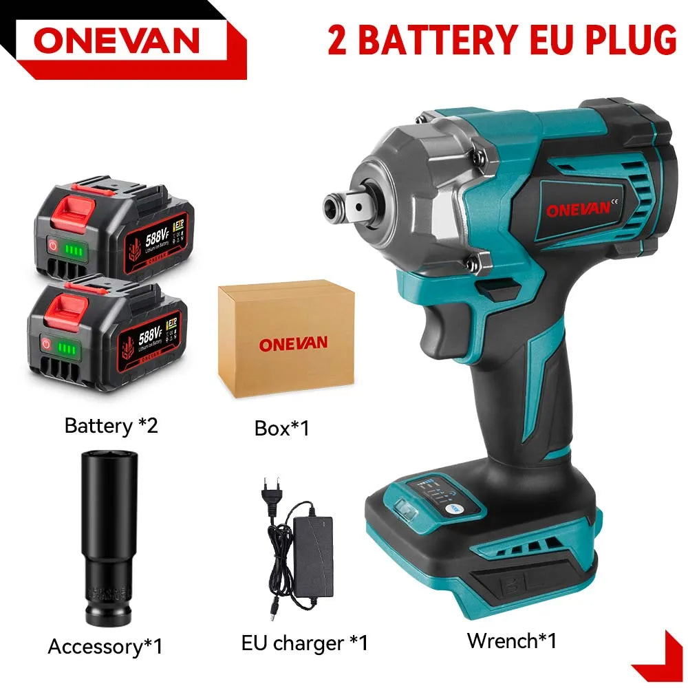 ONEVAN 1200N.M Brushless Electric Impact Wrench 3 Funtion 1/2" Cordless Portable Screwdriver Drill Tools For Makita Battery Pin