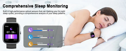 Jugeman 1.91" Smartwatch (Answer/Make Call), IP68 Waterproof Fitness Tracker, 110+ Sport Modes, Heart Rate and Sleep Monit.