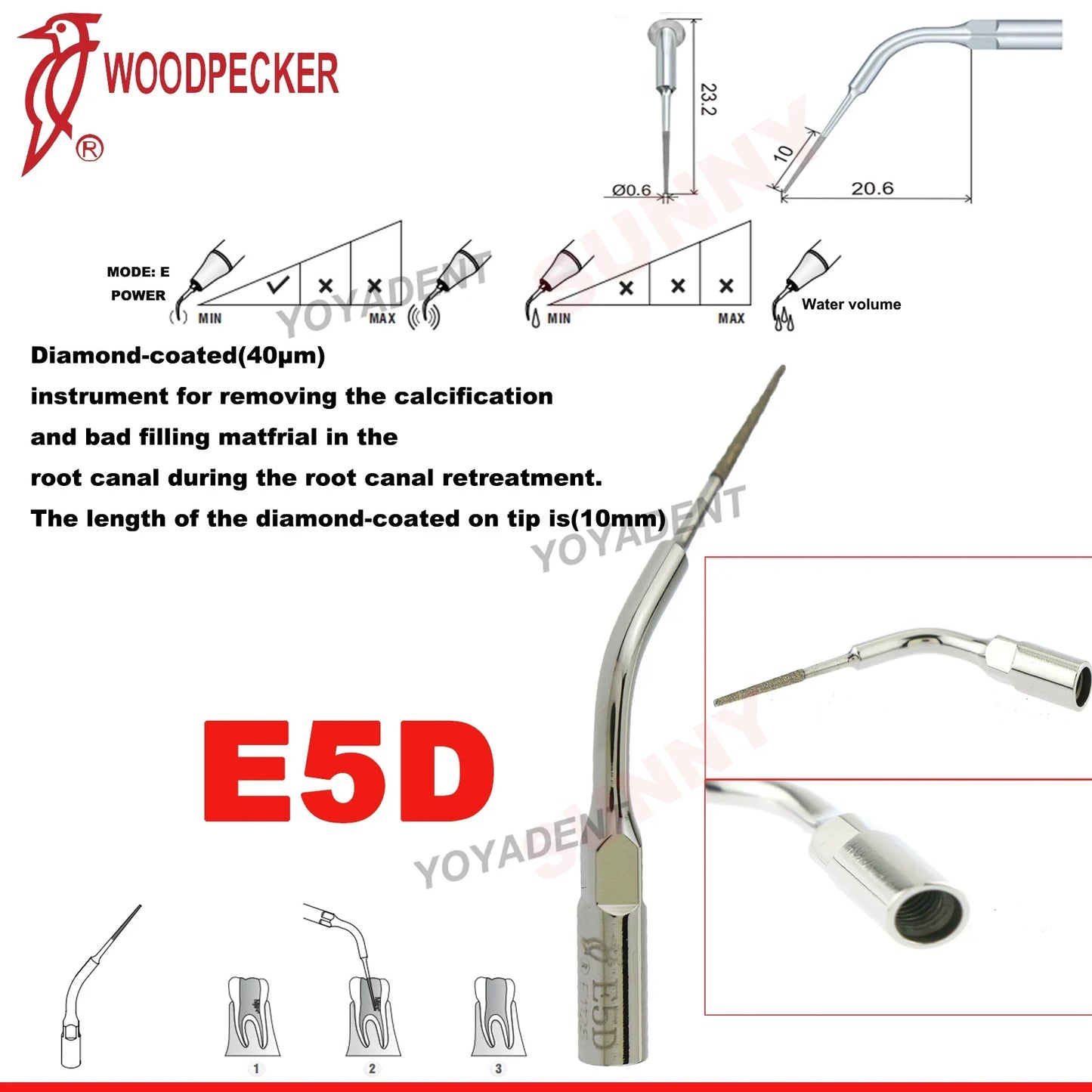 Woodpecker Dental Scaler Tips Ultrasonic Tooth Cleaning Machine Cutter Head Endo Perio Scaling Tips Fit EMS UDS Scaler Handpiece