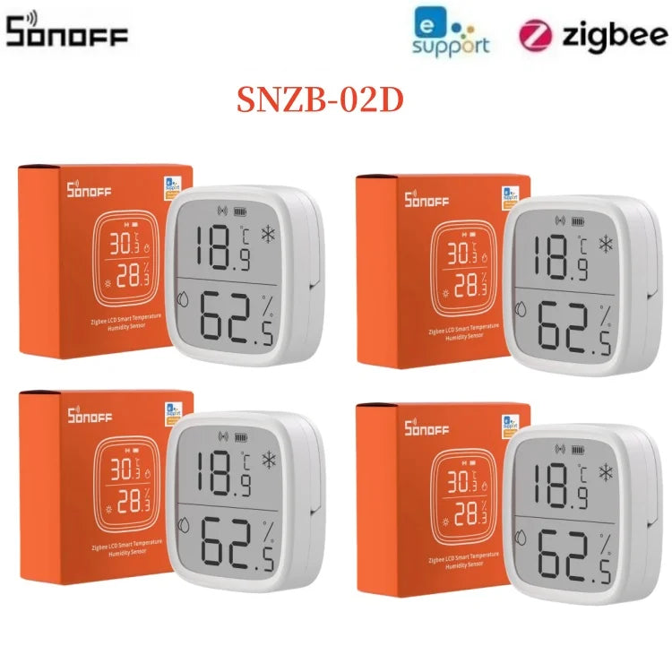 SONOFF SNZB 02D Zigbee Temperature Humidity Sensor SNZB-02D LCD Remote Real-time Monitoring Alexa Google Home Voice Control