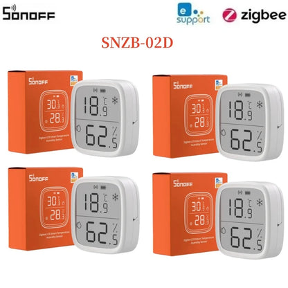 SONOFF SNZB 02D Zigbee Temperature Humidity Sensor SNZB-02D LCD Remote Real-time Monitoring Alexa Google Home Voice Control