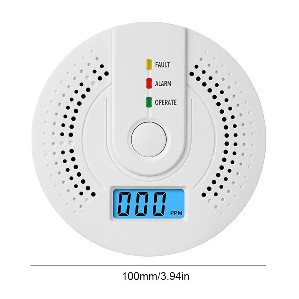 Digital Carbon Monoxide Detector Sound & Light Warning Sensor Battery Powered CO Gas Monitor Meter with LED Indicator Home Use