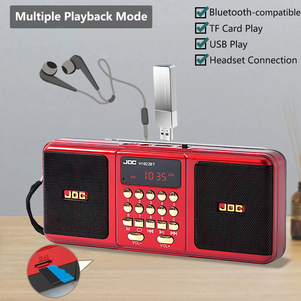 Portable FM Radio Rechargeable Battery Wireless Speaker Support TF USB MP3 Player Bluetooth-compatible Speaker With FM Receiver