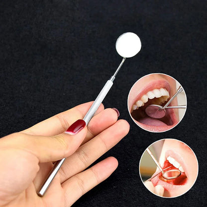 5/10Pcs Dental Mirrors with Handle Stainless Steel Surgical Instruments Dentist Mouth Checking Makeup Supplies