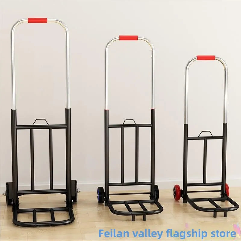 Foldable Stainl Steel Hand-Pulled op Cart for Lage Transport Double Trailer Small Goods Trolley Pu Cart Water