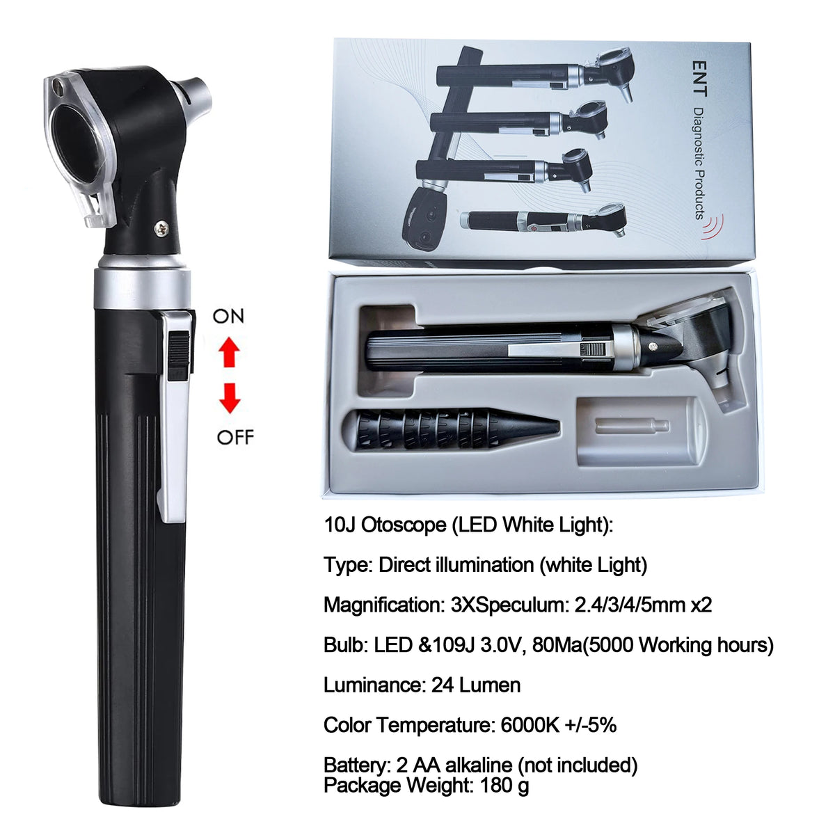 Otoscope - Ear Scope with Light, Ear Infection Detector,Perfect for Nursing & Medical Students for Kids and Adults & Pets