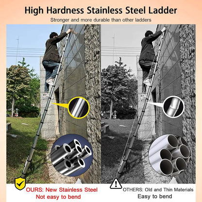 3.2M Telescopic Ladder 10.5FT Multi-Purpose Stainless Steel Telescoping Ladder Extendable Portable Sturdy Loft Ladder with EN131
