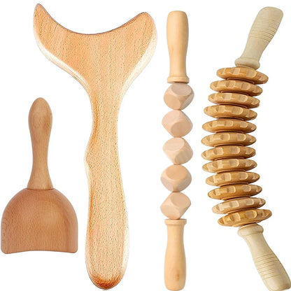 Jecaliz Wooden Therapy Massager for Lymphatic Drainage Anti Cellulite Maderoterapia Body Sculpturing Massage Roller Guasha Sets