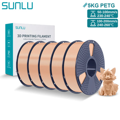 SUNLU PETG 3D Printer Filament 5KG Neatly Wound Good Toughness 1.75mm 3D Filament with Reusable Spool for Most FDM Printer