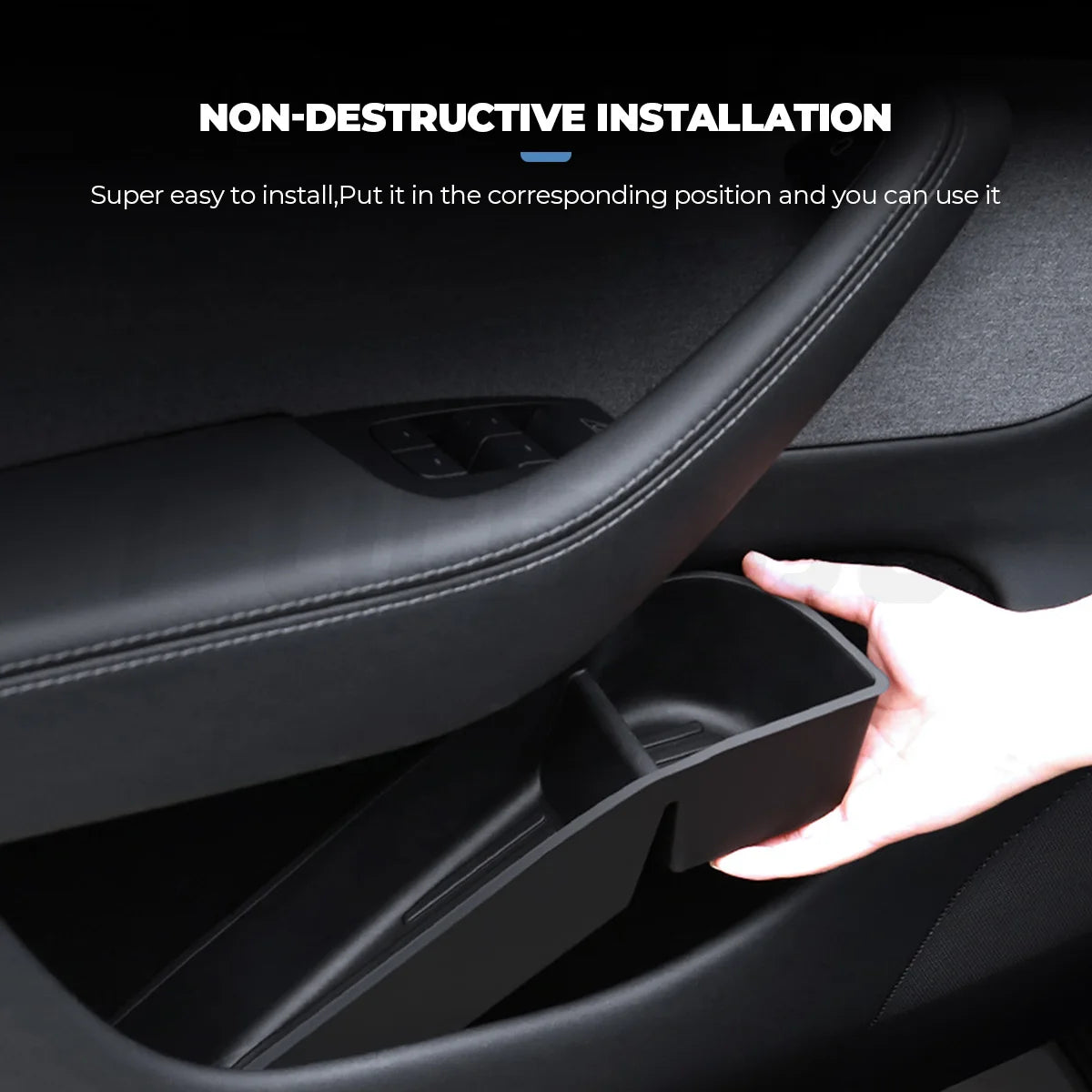 Futhope 4pcs side door storage box for Tesla new model Y Juniper 2025 Armrest Tray Organizer Front Door Handle  decoration