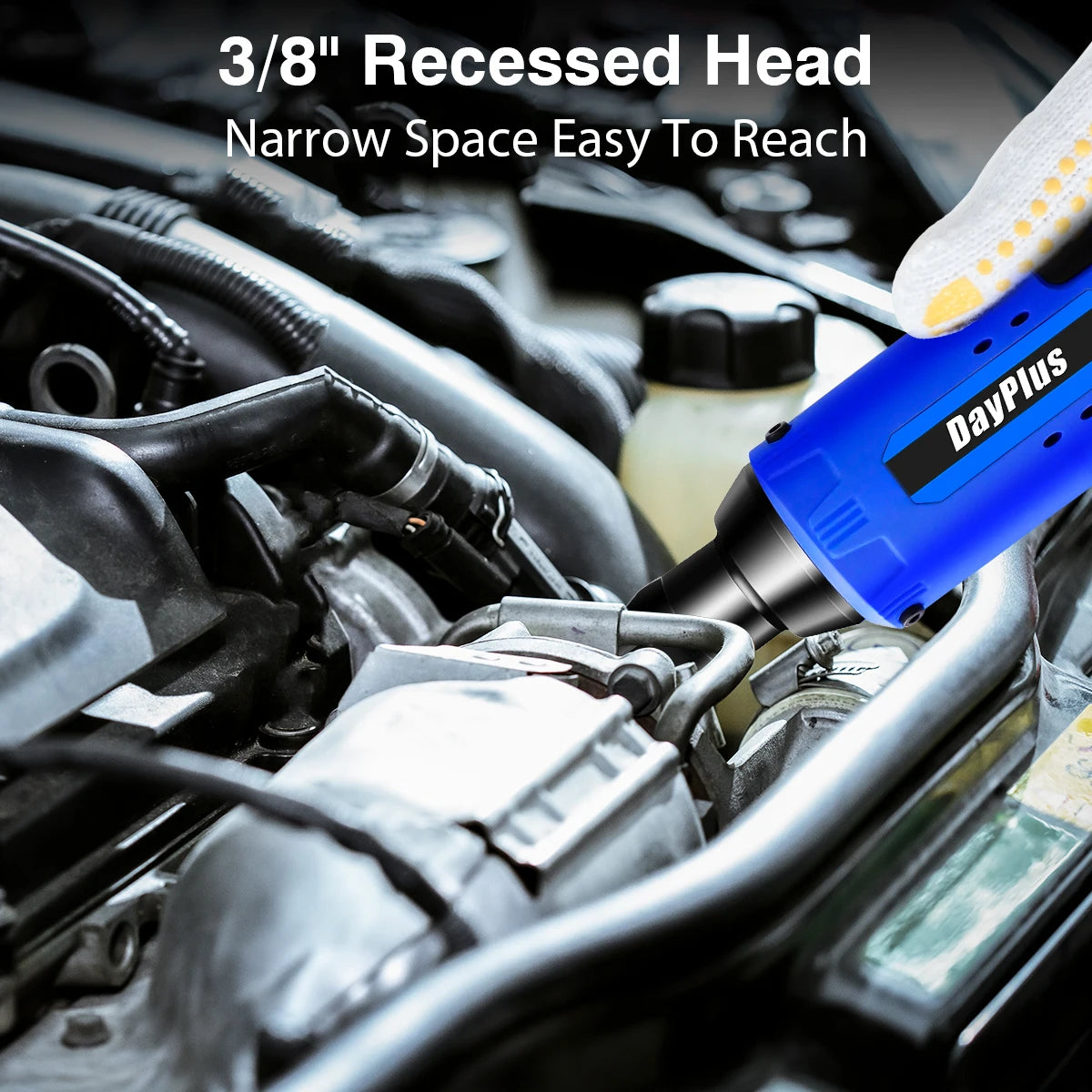 Cordless Ratchet Wrench Set,3/8"300 RPM 12V Power Electric Ratchet Driver with 7 Sockets,Two 1500mAh Li-Ion Batteries