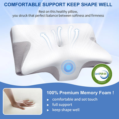 2026 NEW Butterfly-shaped comfortable pillow, soft memory foam pillow, neck support, neck pain relief, neck pillow