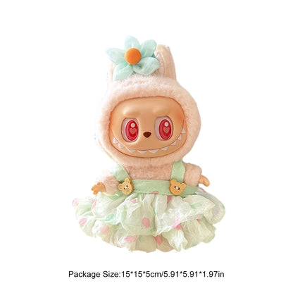 Mini Plush Doll'S Clothes Cute Outfit Accessories For Labubu V1 V2 Korea Kpop Idol Dolls Goose Dinosaur Macaron Clothing Gifts