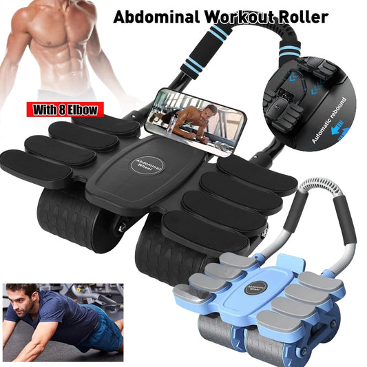 Abdominal Workout Roller with 8 Elbow Support Abdominal Fitness Wheel Automatic Rebound for Exercising Shoulder Arm Leg Muscles
