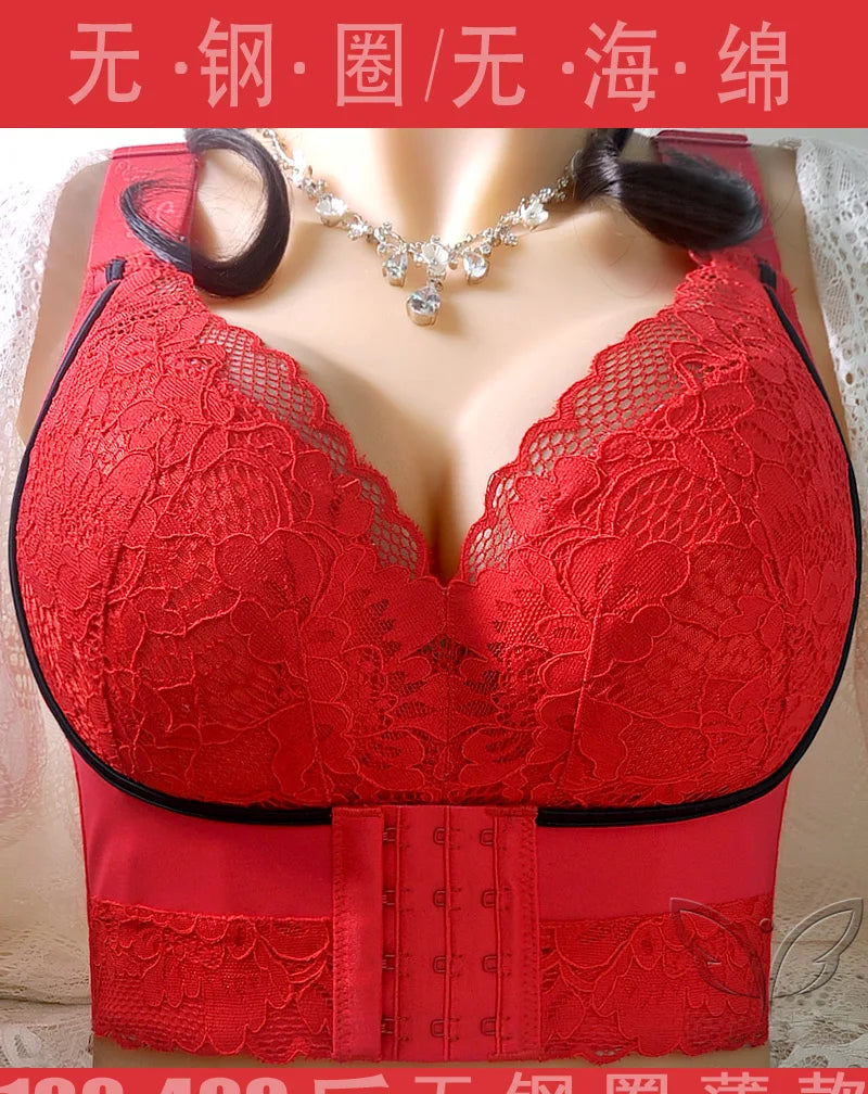 Plus Size Push Up Bra Wireless Front Closure - Seamless Comfort Bralette for Women, No Underwire Lift Support T-Shirt Bra