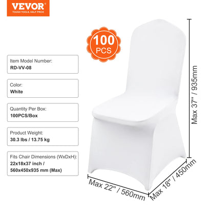 SucceBuy 12/30/50/100Pcs Wedding Chair Cover Spandex Stretch Slipcover for Restaurant Banquet Dining Party White Chair Cover