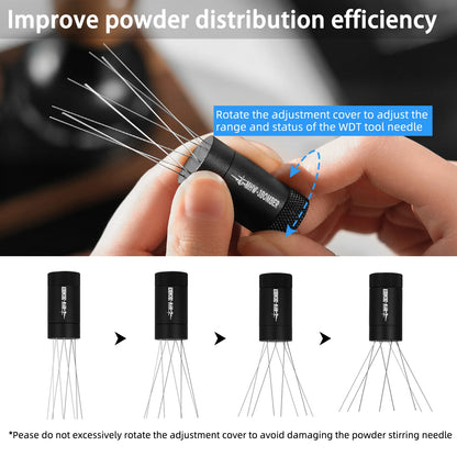 MHW-3BOMBER Espresso Distribution Tool Coffee WDT Adjustable Needles Stirrer with Magnetic Rack Professional Barista Accessories
