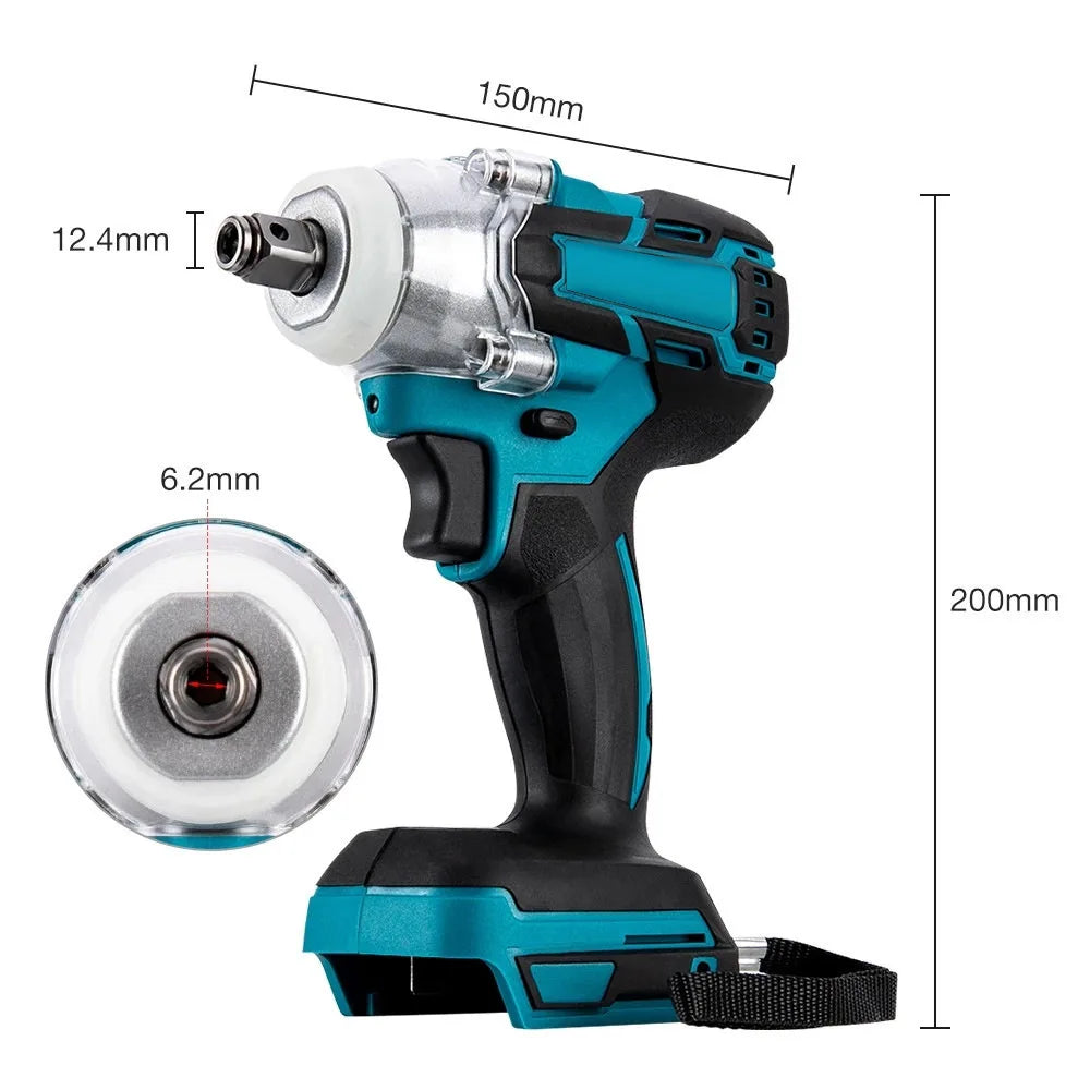 18V cordless electric wrench, 520NM brushless electric impact wrench, 1/2-inch screwdriver socket, Makita battery power tools
