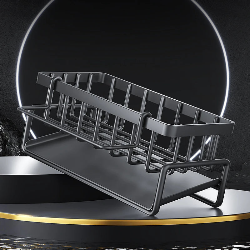 1 Pcs Kitchen Space Aluminum Sink Drain Rack Sponge Storage Faucet Holder Soap Drainer Shelf Basket Organizer Bathroom Accessories