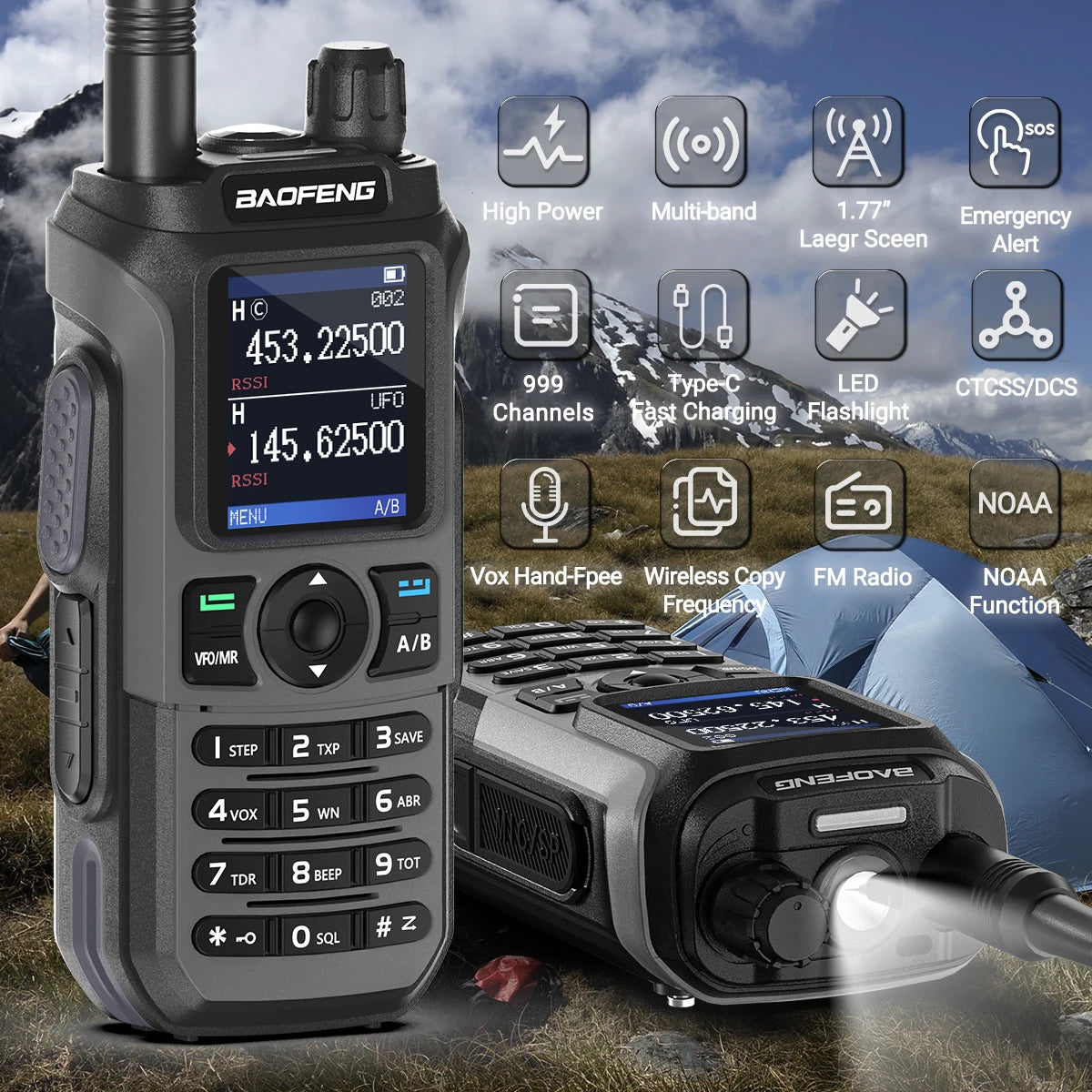 Baofeng UV 21 Pro Wireless Copy Frequency Walkie Talkie 16 KM AM Long Range Waterproof Multi-Band Type-C Charger Ham Radio UV 5R