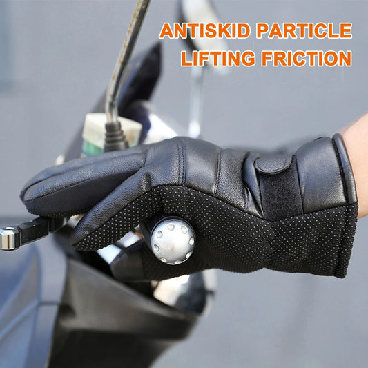 USB Heated Gloves Waterproof Thermal Heated Gloves PU Leather Heating Gloves Soft Winter Outdoor Warm Gloves for Off Road Skiing