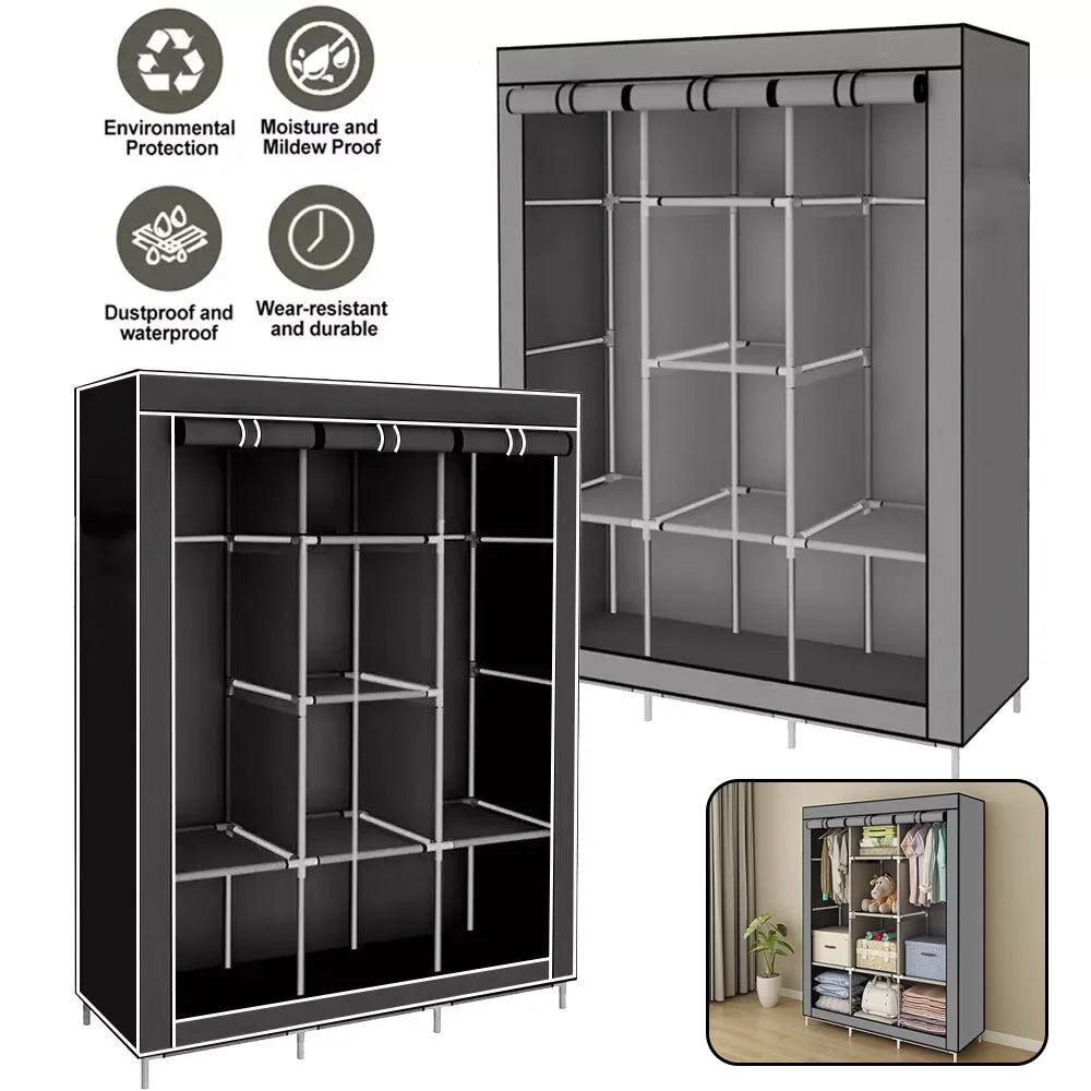 Reinforcement Canvas Wardrobe, Thickened Steel Pipe, Waterproof And Moisture-proof, Easy Installision, Compartment Storage