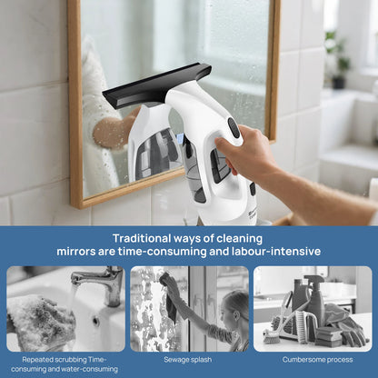 Cordless Window Vac with 2000pa, Efficiently Streak-Free Cleaning, Running Time: 50-60 Min, 3.8V Electric Window Vacuum Cleaner