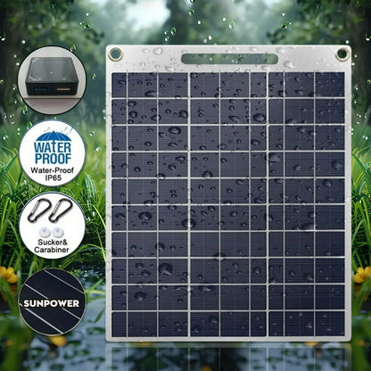 30W-40W Solar Charger Waterproof Portable Dual USB 5V Fast Charging for Camping Hiking Emergency Power Bank - EESBAO