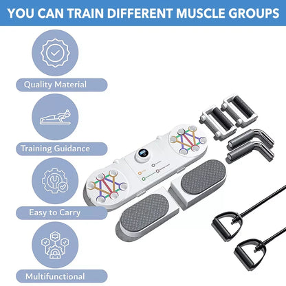 Push Up Board Chest Back Triceps Portable Exercise Workout Station with Timer