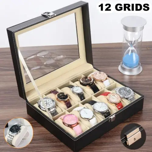 12PCS Watch Box Jewelry Storage Box Men Women Watch Case Holder Organizer Leather Watch Display Case Packaging Box