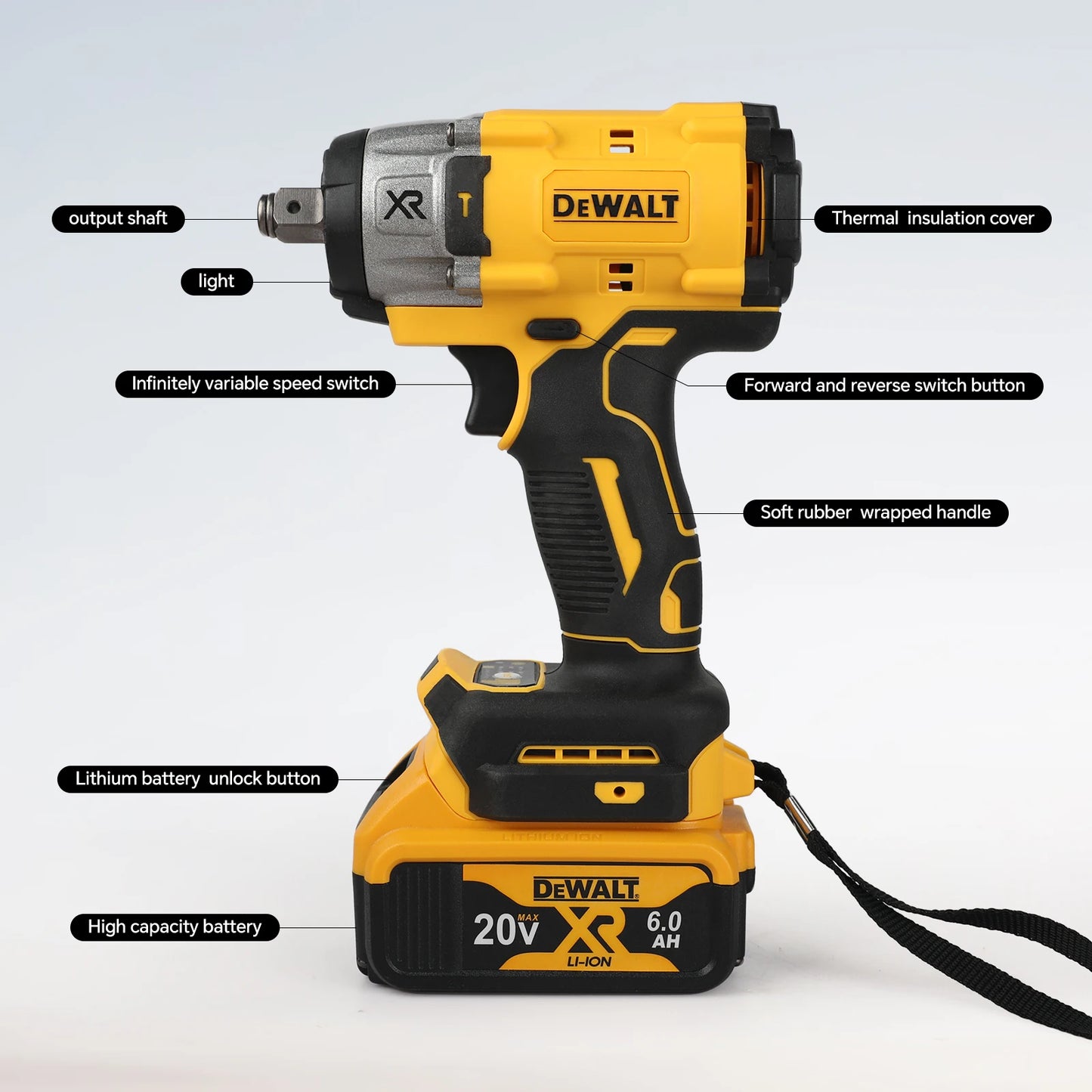 DEWALT DCF922 ATOMIC 20V MAX 1/2 in Cordless Impact Variable - speed Electric Wrench with Detent Pin Anvil