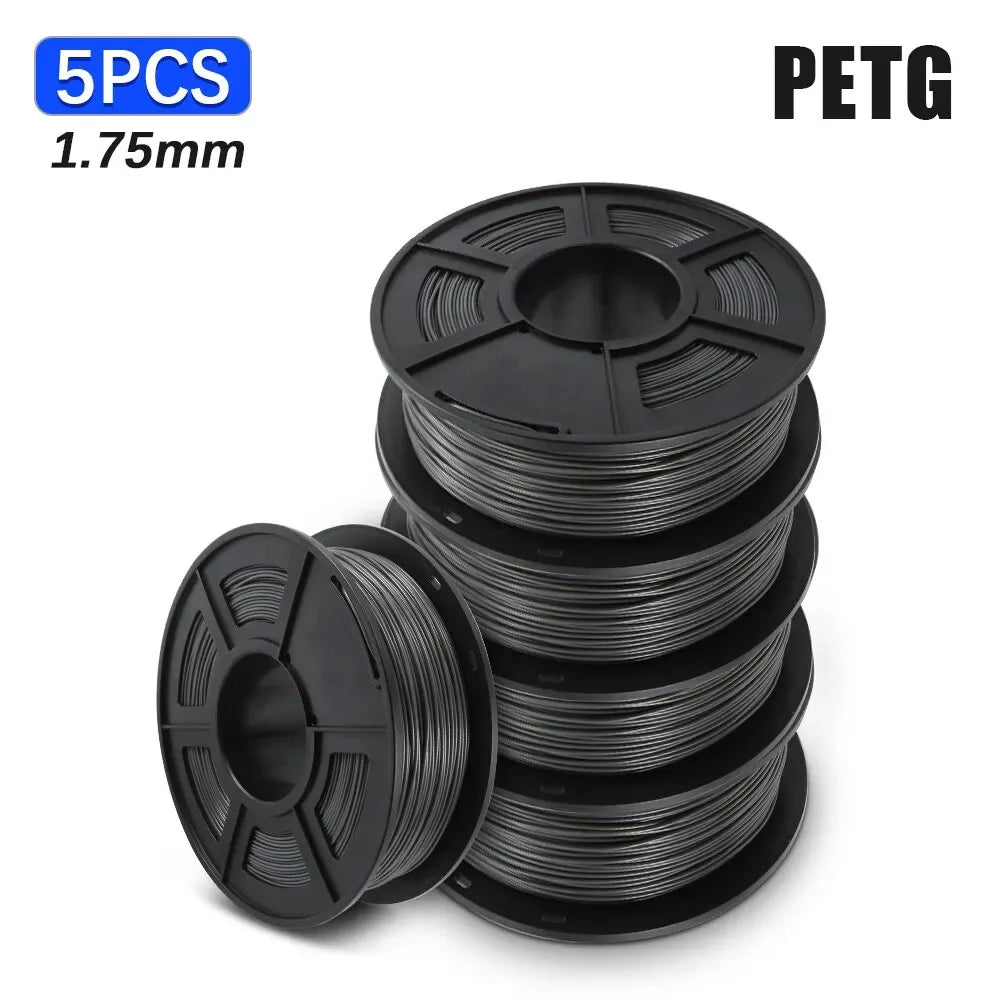 SUNLU 5Roll PETG/PETG Clear Filament 1.75 ±0.02mm 1kg Spool (2.2lbs) High Toughness Neatly Wound Filament Fit Most FDM Printer