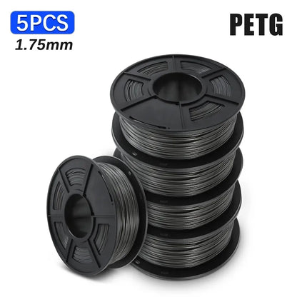 SUNLU 5Roll PETG/PETG Clear Filament 1.75 ±0.02mm 1kg Spool (2.2lbs) High Toughness Neatly Wound Filament Fit Most FDM Printer