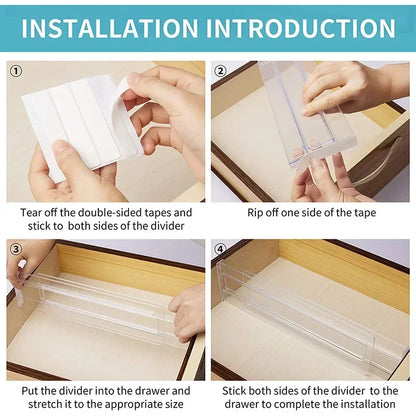 1/2/4/6/8PCS Drawer Wardrobe Dividers Organizers Expandable From Kitchen Drawer Organizer, Clear Plastic Partition Plate Tools